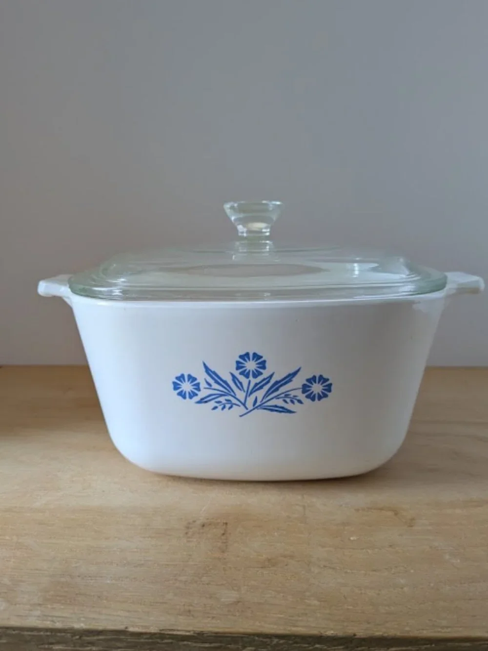 Vintage Corning Ware Blue Cornflower Casserole Dish with Pyrex Lid stamped P-7-C